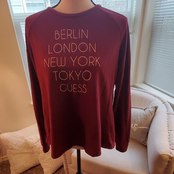 Guess Maroon Open Back Sweatshirt - Picture 1 of 3